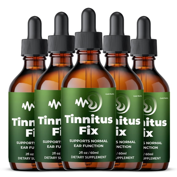 Tinnitus Fix Liquid Supplement, Hearing and Ear Health, TinnitusFix Drops, All Natural Formula Extract 60 mL (5 Pack)