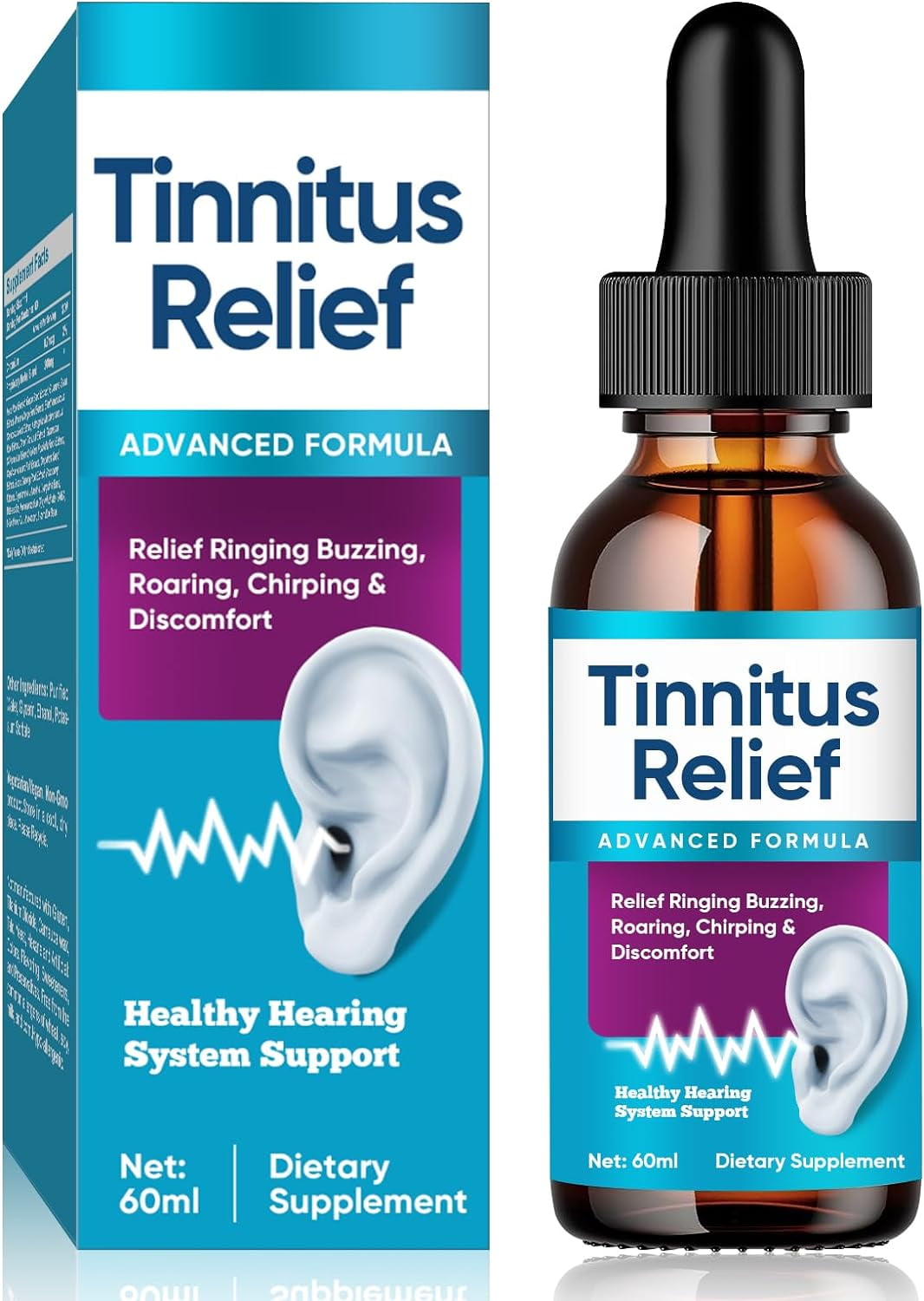Tinnitus Relief Ear Drops Natural Ingredients, Soothes Headache