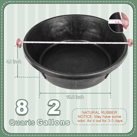 Tinnmao  Rubber Feed Pans Set, 3PCS 2 Gallon Natural Rubber Feeder Pan | 3 PCS 40-Inch Slow Feed Hay Nets | 1 Brush