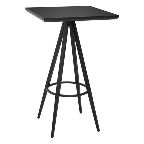 Tinos Bar Table Black Bar Table, Modern Style, Faux Wood MDF square shape tabletop, Steel, Indoor Bar