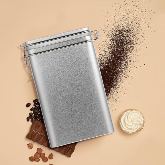Tinplate Airtight Storage Canister,Moisture Proof Rustproof Metal Food Container,Durable Dry Goods Jar For Coffee Beans Tea Leaf Sugar Spices Nuts,Simple Style Kitchen Pantry Organizer