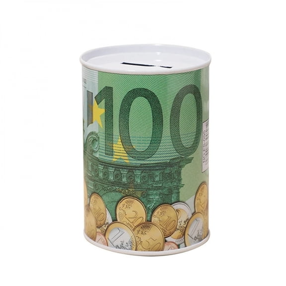 Tinplate Cylinder Piggy Bank Euro Dollar Picture Box Household Saving Money Box Home Decoration Money Boxes