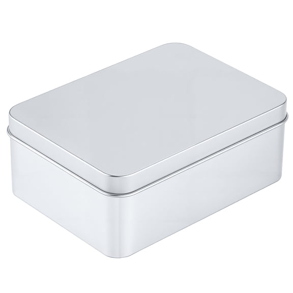 Tinplate Storage Boxs with Lids Metal Gift Packaging Cases Rectangle Platinum 12.8x9.5x4.85cm for making