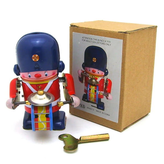 Tinplate Walking Drummer Soldier Wind - Up Toy, Retro Easter Vintage Metal Toy with Safe Lightweight Material, Kids Novelty Toy for Home Decor & Hand - Eye Coordination Cultivation