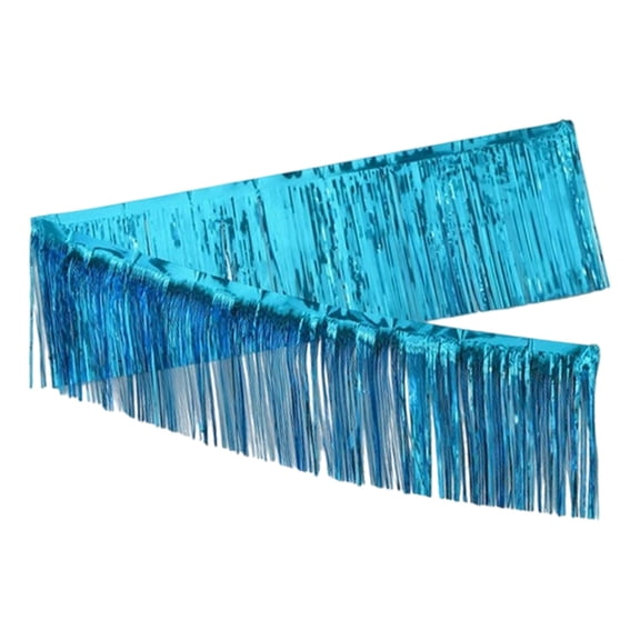 Tinsel Backdrop, Birthday Party Decorations, Party Streamer Fringe Curtains Foil Backdrop, Metallic Photo Props Party Supplies Party Decor, 12X118In (1Pcs) Sky Blue