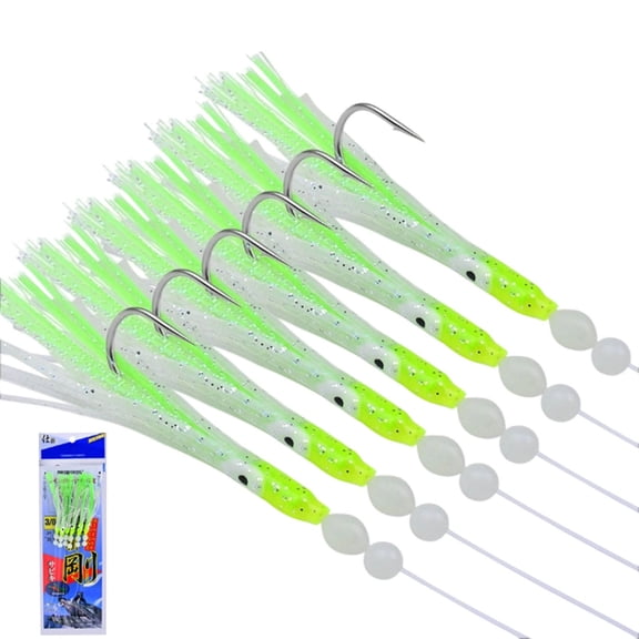 Tinsel Fishing Lure Rigs, Saltwater Sabiki Bait Rigs with Hooks, Colorful Flash Tinsel Lure Bait for Sea Fishing, Trout, Bass, Mackerel, 3 Color Options