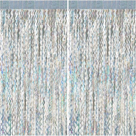 Tinsel Foil Fringe Curtains Wavy Backdrop for Parties Sparkle Metallic Wavy Foil Fringe Backdrop Curtain for Party Decorations Photo Booth Props for Birthday Graduation Wedding