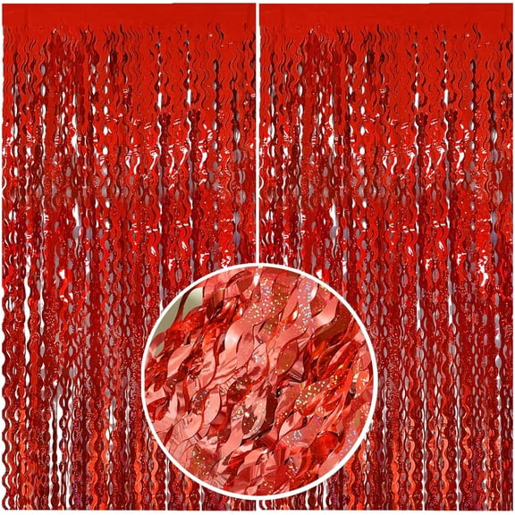 Tinsel Foil Fringe Curtains Wavy Backdrop for Parties Sparkle Metallic Wavy Foil Fringe Backdrop Curtain for Party Decorations Photo Booth Props for Birthday Graduation Wedding