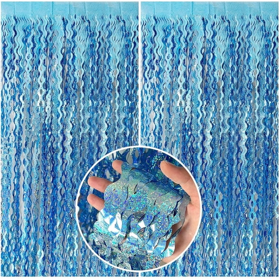 Tinsel Foil Fringe Curtains Wavy Backdrop for Parties Sparkle Metallic Curtain Party Decorations Photo Booth Props Birthday Graduation Wedding