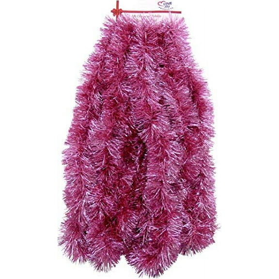 Tinsel Garland 25 ft, Perfect for Christmas, New Year's Eve Celebration, Wedding, Birthdays, Festivities, Special Events, Decorative Accents (Pink, 25 ft. Long-Thick)