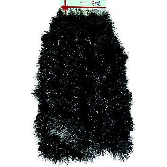 Tinsel Garland 25 ft. Perfect for Holiday, Memorial Day, Christmas, New Year's, Celebrations, Festivities, Special Events, Birthdays, Decorative Accents (Black, 25 ft.))