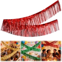 Tinsel Garland, Foil Fringe Garland Tinsel Streamers, Metallic Hanging Tinsel Garland Banner for Wedding Birthday Backdrop, Halloween Christmas Party Decorations