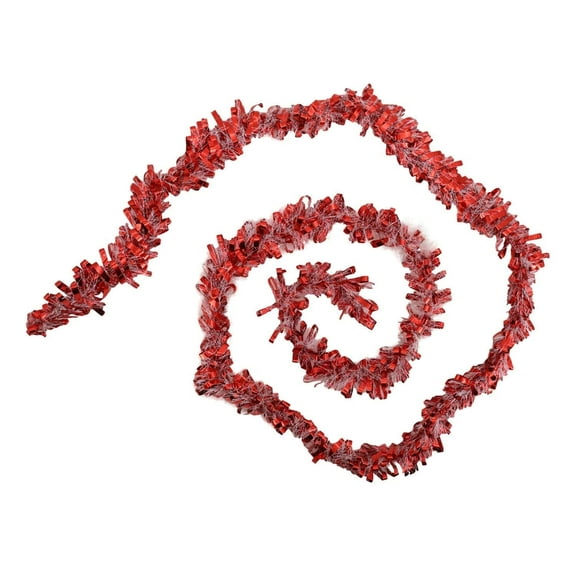 Tinsel Garland Metallic (2 Pack, 15 ft ea) Holiday Streamers Christmas Tree Decoration, Big Shredded Strands (Red Wide and White Shred)