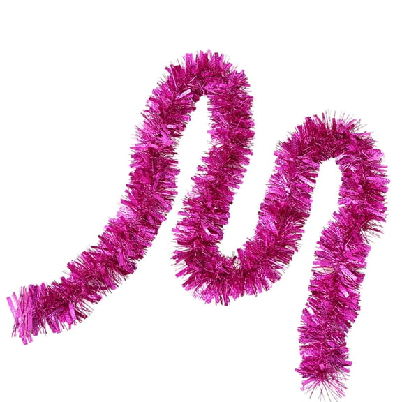 Tinsel Garland, Outdoor Garland for Christmas Tree Tinsel Garland, 6.5 FT Dark Pink Garland Christmas Green Tinsel Garland, Christmas Garland for Stairs Railing, Christmas Tinsel Garland