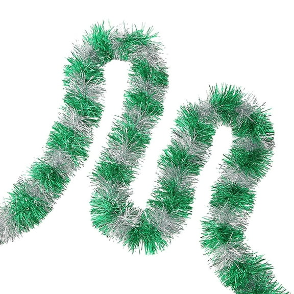 Tinsel Garland, Outdoor Garland for Christmas Tree Tinsel Garland, 6.5 FT Green Garland Christmas Green Tinsel Garland, Christmas Garland for Stairs Railing, Christmas Tinsel Garland