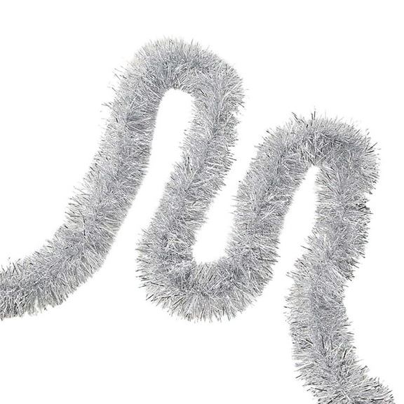 Tinsel Garland, Outdoor Garland for Christmas Tree Tinsel Garland, 6.5 FT Silvery Garland Christmas Green Tinsel Garland, Christmas Garland for Stairs Railing, Christmas Tinsel Garland