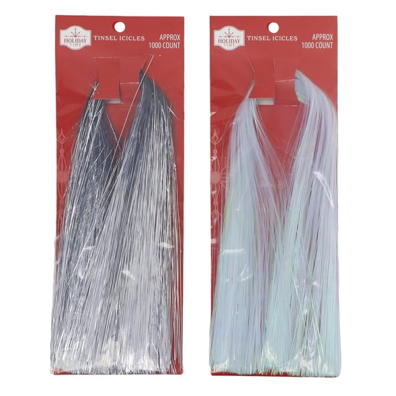 Tinsel Icicles Christmas Decorations, Silver, Approximately 1000 Count, by Holiday Time