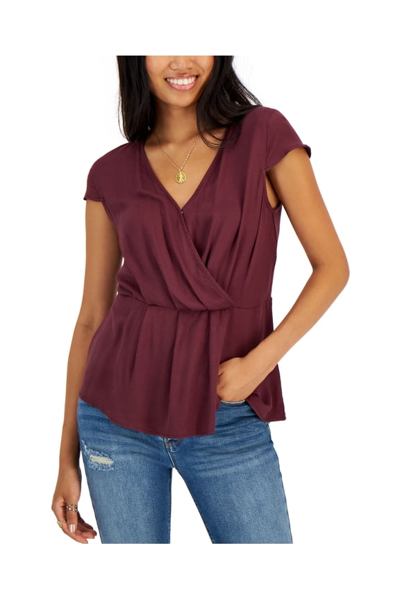 Tinsel Petite Draped Faux Wrap Top Sassafras PM