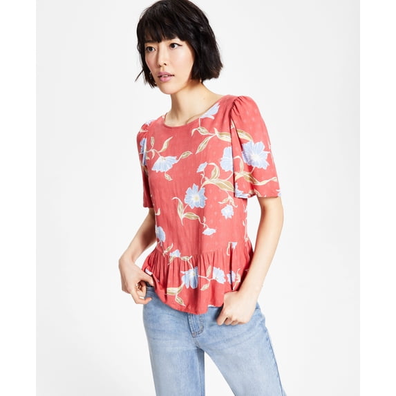 Tinsel Petite Floral Tie-Back Top Red Open Floral PXL