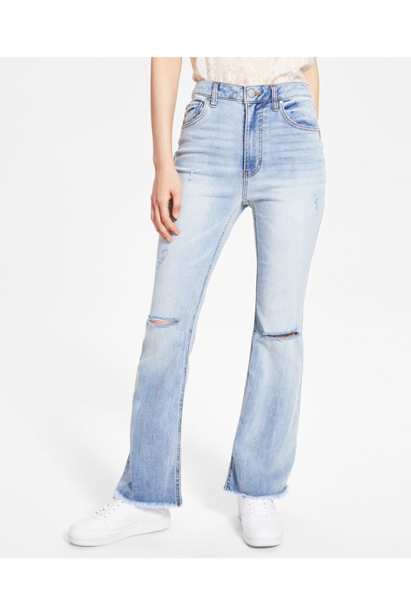 Tinsel Petite High Rise Distressed Flare Jeans Royal Oaks Wash 2P