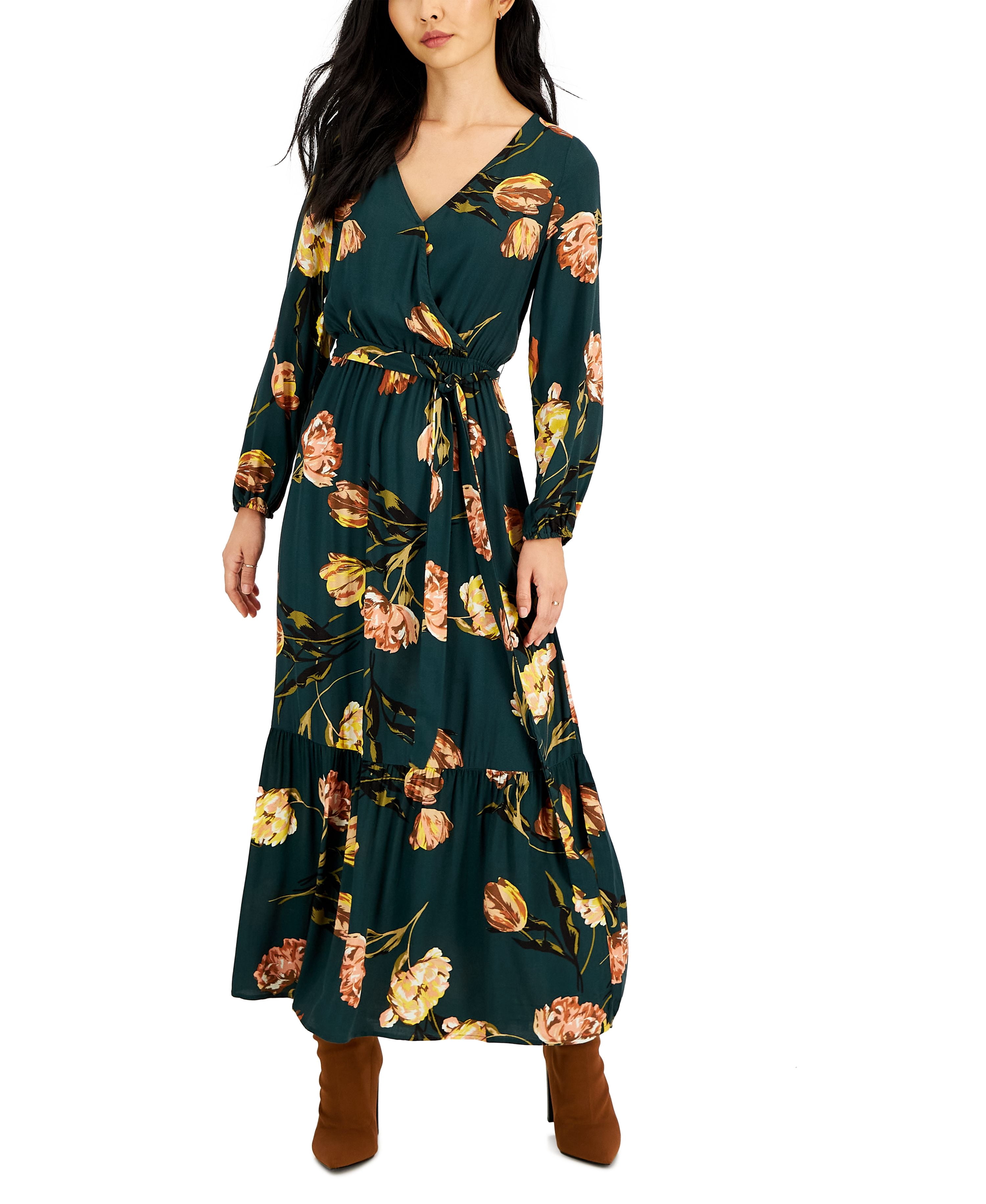 petite green floral dress Petite Green Ditsy-Print Midi Dress – Ro&Zo