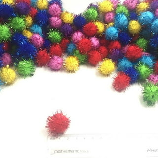 100 Pieces Arts Craft Pompoms Glitter Poms - Assorted Color (1.5cm With  Glitter Tinsel)