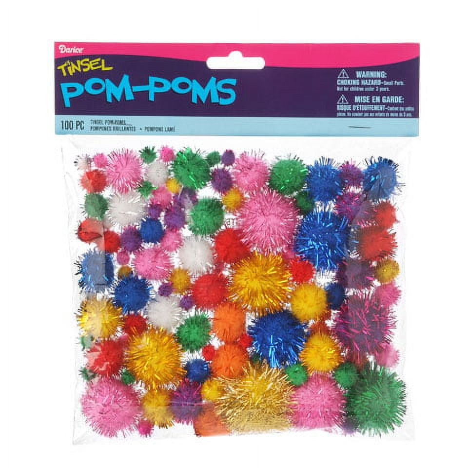 Halloween Tinsel Pom Poms Assortment 100 Pack