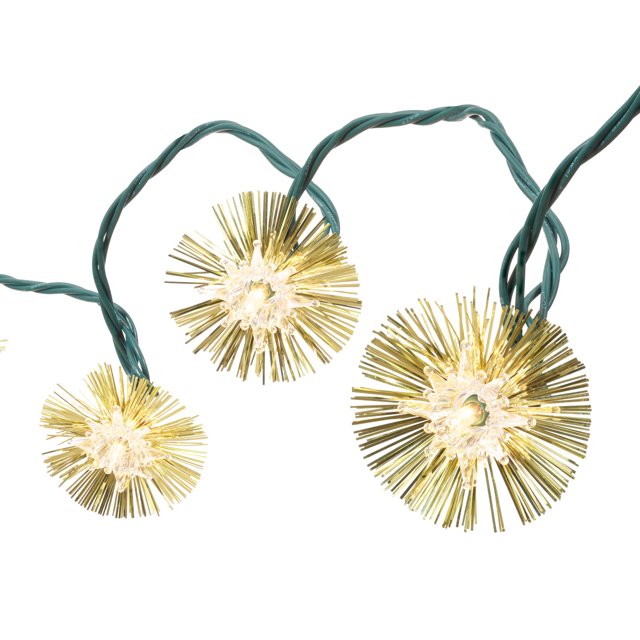 "Tinsel Time" 20Count Gold Tinsel Lights, Packed Party