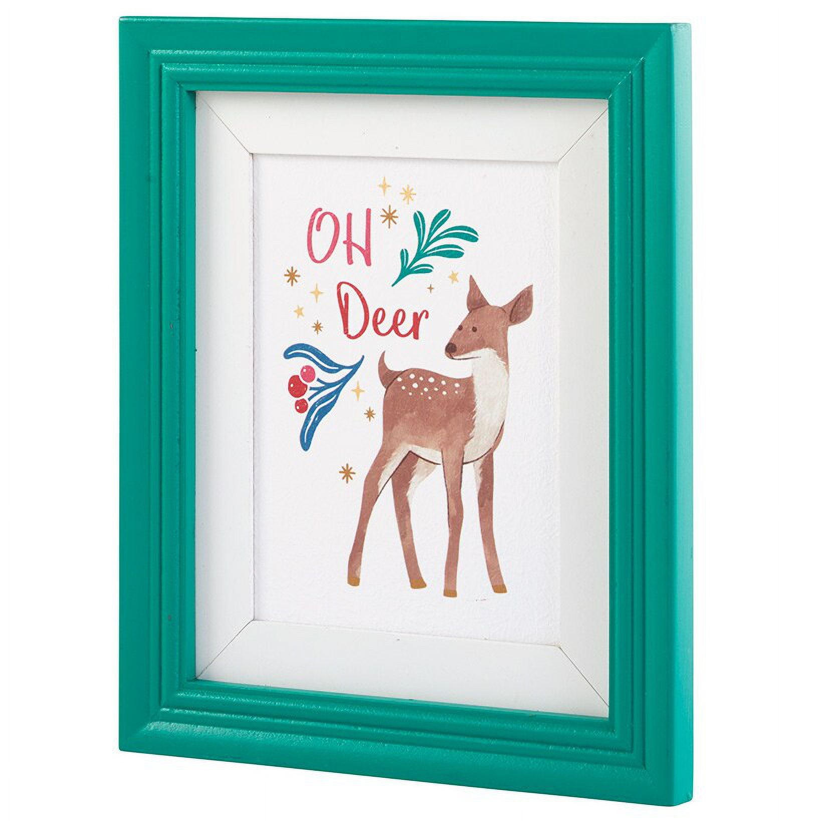 Oh Deer Multicolored Framed Holiday Wall Art Print