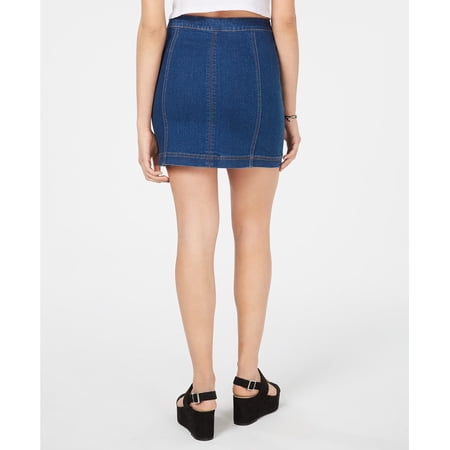 Tinsel Town Juniors Zip Front Denim Mini Skirt;3