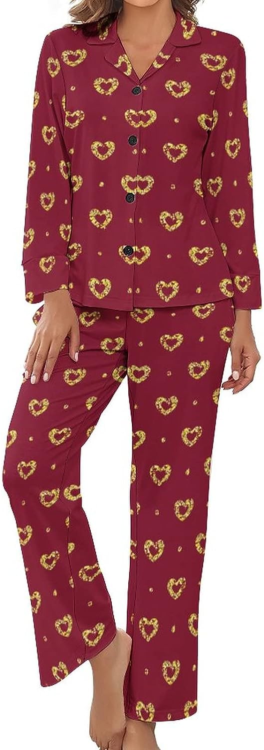 Tinsels Hearts Women's Pajamas Set Button Down Sleepwear PJ Set ...
