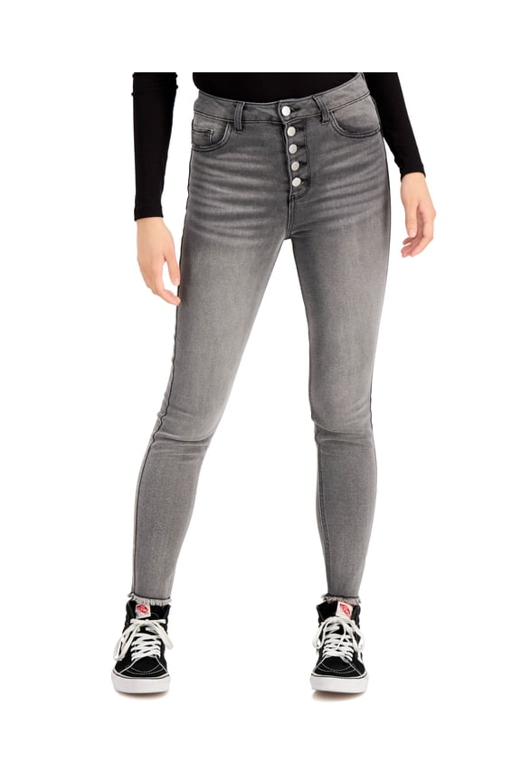Juniors' Button-Fly Mom Jeans Hailstone 1