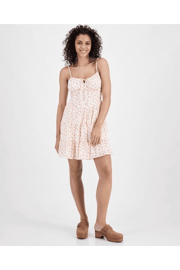Juniors' Printed Corset Tiered Mini Dress - Desert Floral