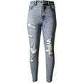 thumbnail image 1 of Tinseltown Juniors' Ripped Mom Jeans, 1 of 1