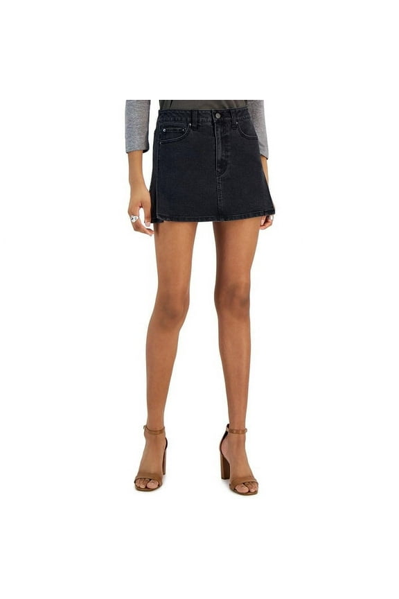 Juniors' Side-Slit A-Line Denim Mini Skirt Size 1