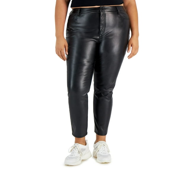 Tinseltown Trendy Plus Size Faux Leather Pants Black 24W