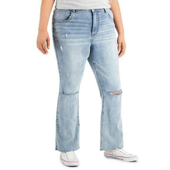 Tinseltown Trendy Plus Size High Rise Flared Leg Jeans Fla Royal Oak 14W