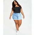 thumbnail image 1 of Tinseltown Trendy Plus Size High Rise Frayed Hem Mom Shorts Two Tone Wash 22W, 1 of 1