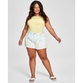 thumbnail image 1 of Tinseltown Trendy Plus Size High Rise Printed Cuffed Mom Shorts Marble Swirl 22W, 1 of 1