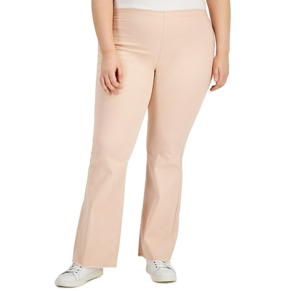 Tinseltown Trendy Plus Size Pull On Flare Leg Jeans Rose Smoke 14W
