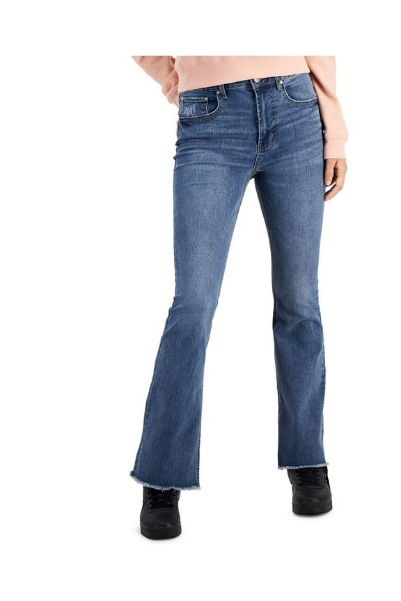 Women's Juniors' High Rise Flare Jeans Blue 13 32 x 31.5 B4HP