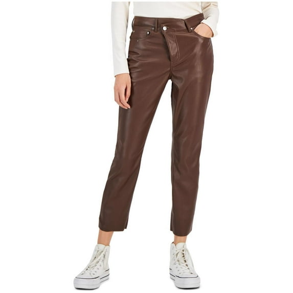 Tinseltown Womens Asymmetrical Waist Casual Trouser Pants, Brown, Juniors, 3