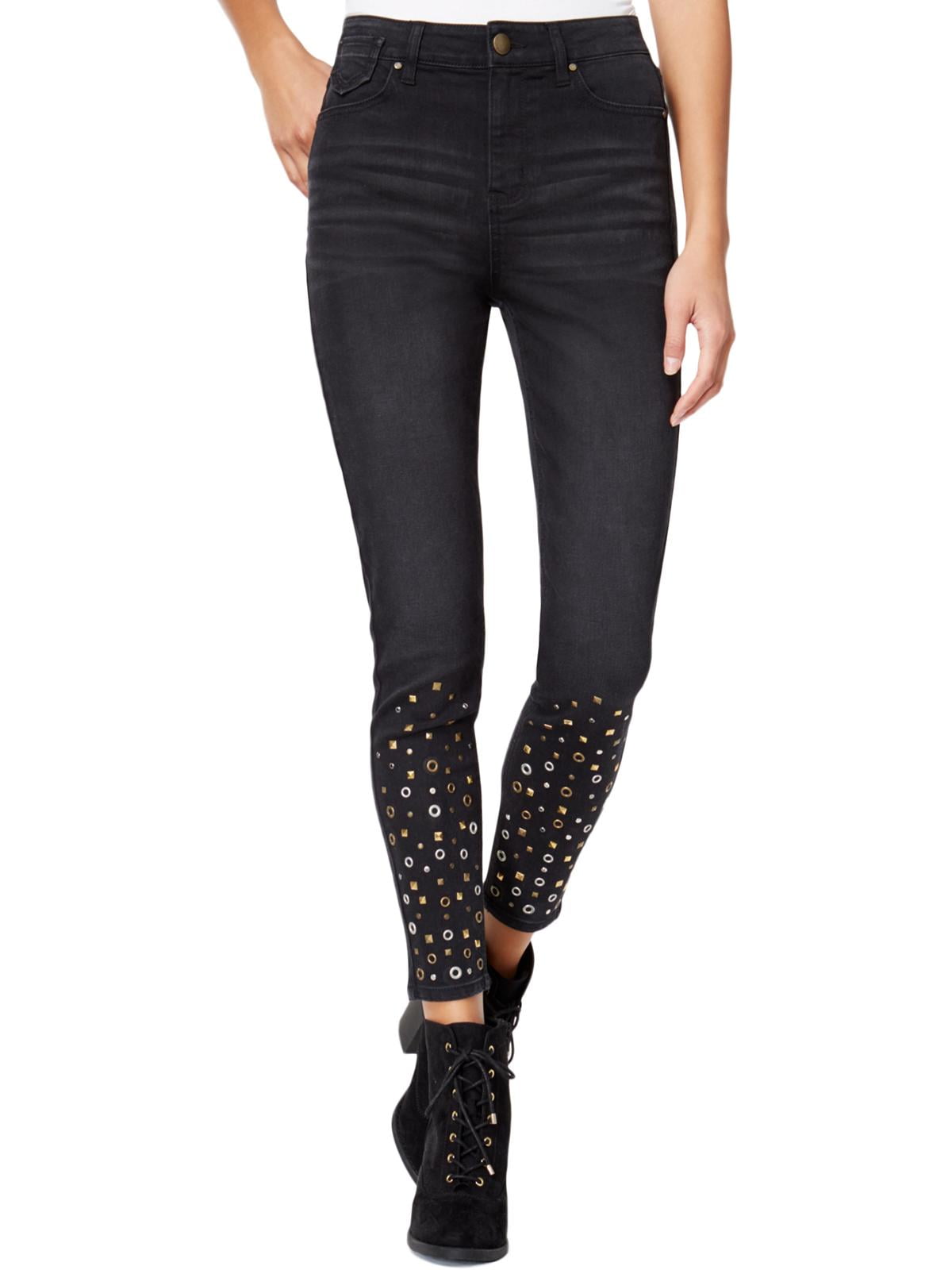 Tinseltown Womens Denim Studded Skinny Jeans