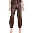 thumbnail image 1 of Tinseltown Womens Faux Leather Casual Jogger Pants, Brown, Juniors, Large, 1 of 1