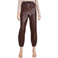 thumbnail image 1 of Tinseltown Womens Faux Leather Casual Jogger Pants, Brown, Juniors, X-Small, 1 of 1