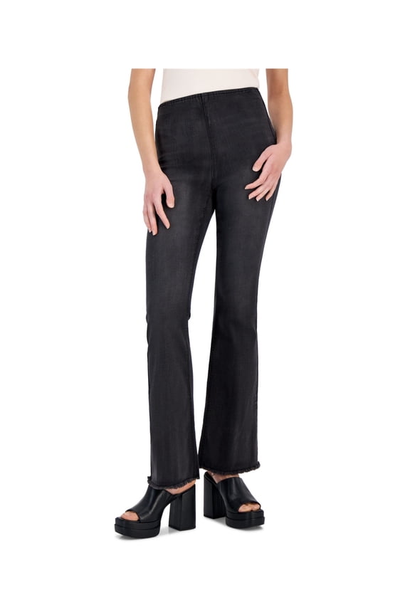 Womens Flare Leg Stretch Jeans, Black, Juniors, 3