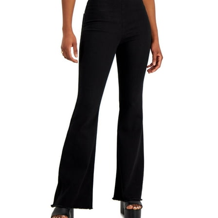 Tinseltown Womens High Rise Pull On Flared Jeans, Black, Juniors, 1