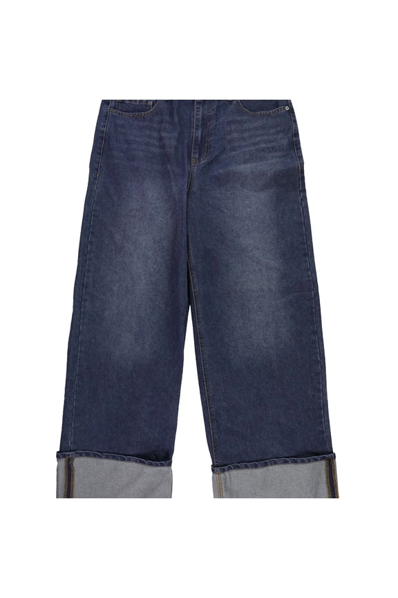 Womens High Rise Wide Leg Jeans, Blue, Juniors, 15