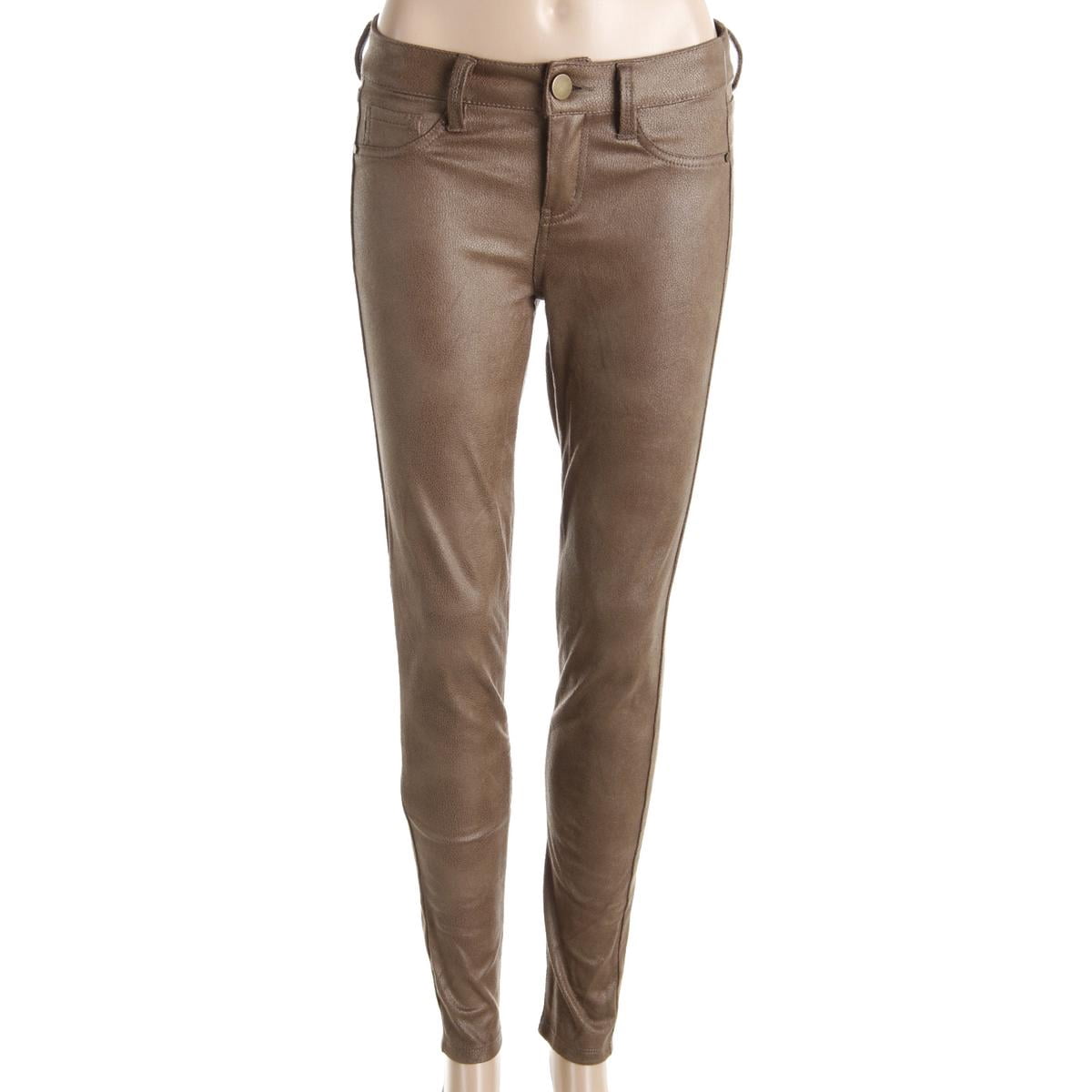 Tinseltown Womens Juniors Faux Leather Crackle Skinny Pants