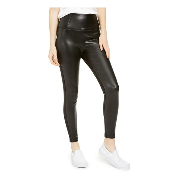Tinseltown Womens Juniors Faux Leather High Waist Leggings Black S